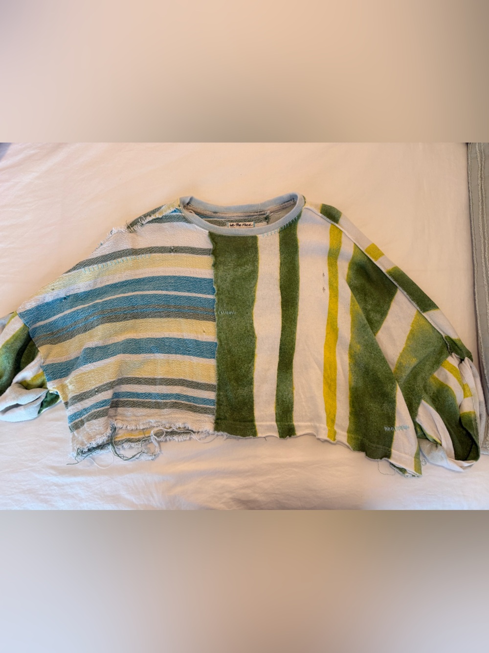 Free People Striped Cropped Top in Green, Blue & Yellow